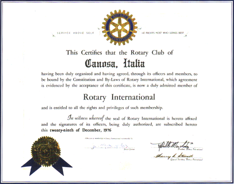 Certificato rotary